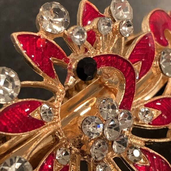 Bejeweled French Barrette - Red & Gold Fire Tone